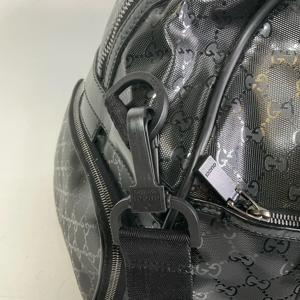 Gucci Imprime GG Logo Black Coated Canvas Large Duffle Bag